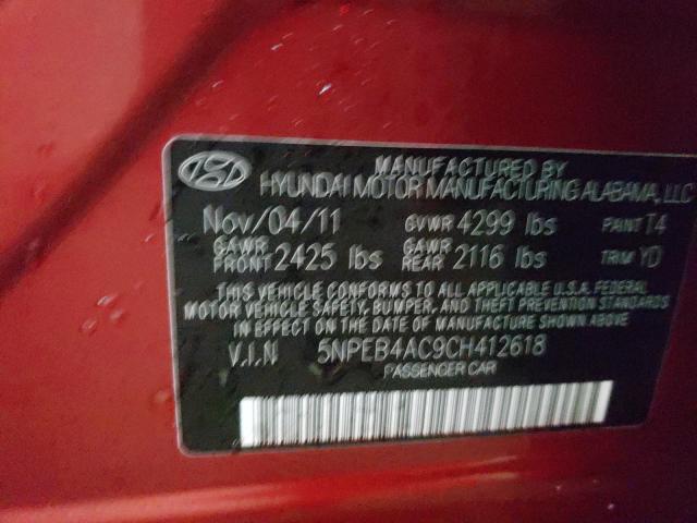 Photo 9 VIN: 5NPEB4AC9CH412618 - HYUNDAI SONATA GLS 