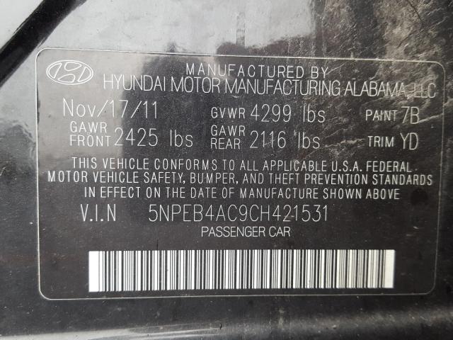 Photo 9 VIN: 5NPEB4AC9CH421531 - HYUNDAI SONATA GLS 