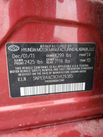 Photo 11 VIN: 5NPEB4AC9CH429385 - HYUNDAI SONATA GLS 