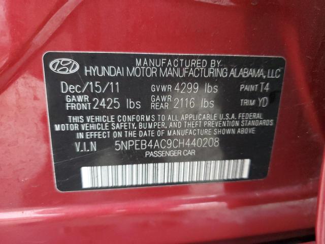 Photo 11 VIN: 5NPEB4AC9CH440208 - HYUNDAI SONATA 