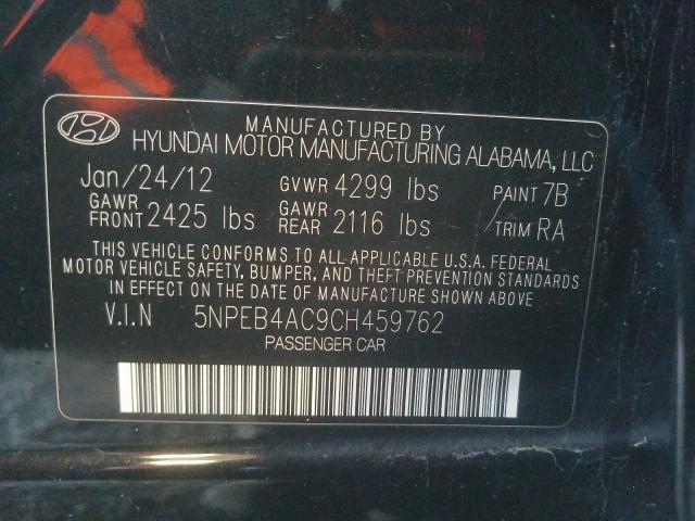 Photo 9 VIN: 5NPEB4AC9CH459762 - HYUNDAI SONATA GLS 