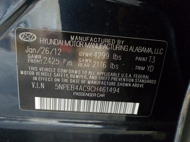 Photo 9 VIN: 5NPEB4AC9CH461494 - HYUNDAI SONATA GLS 