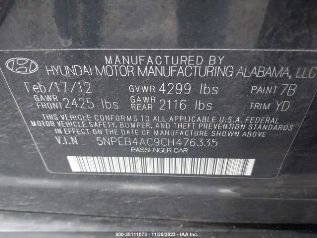 Photo 8 VIN: 5NPEB4AC9CH476335 - HYUNDAI SONATA 