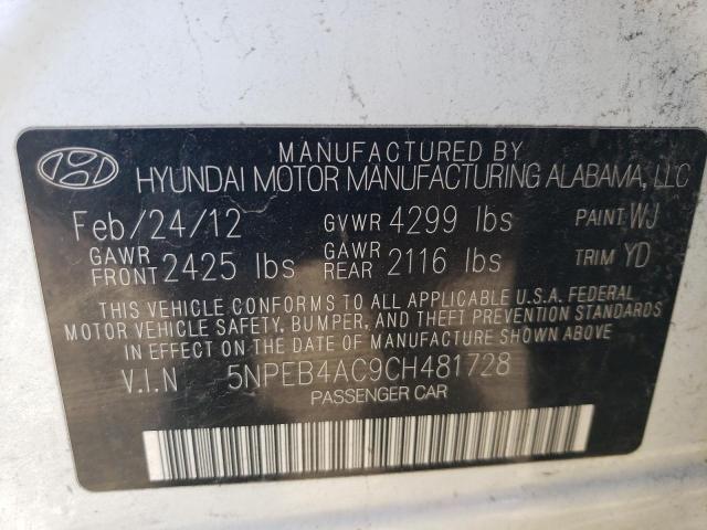 Photo 11 VIN: 5NPEB4AC9CH481728 - HYUNDAI SONATA GLS 