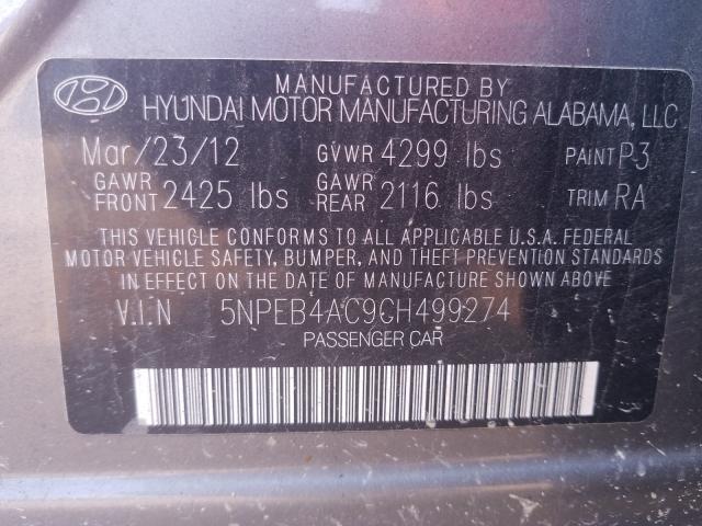 Photo 9 VIN: 5NPEB4AC9CH499274 - HYUNDAI SONATA GLS 