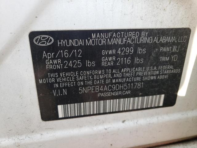 Photo 9 VIN: 5NPEB4AC9DH511781 - HYUNDAI SONATA GLS 