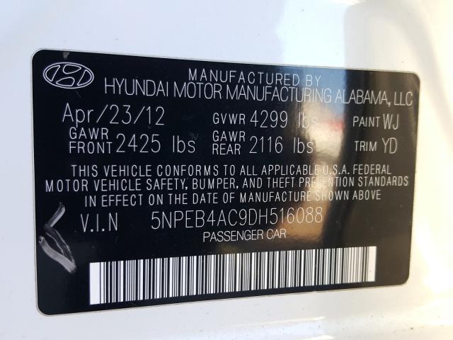 Photo 9 VIN: 5NPEB4AC9DH516088 - HYUNDAI SONATA GLS 