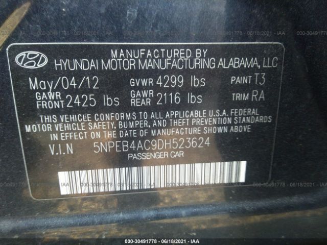 Photo 8 VIN: 5NPEB4AC9DH523624 - HYUNDAI SONATA 