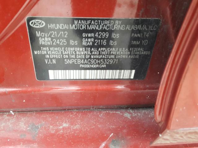 Photo 9 VIN: 5NPEB4AC9DH532971 - HYUNDAI SONATA GLS 