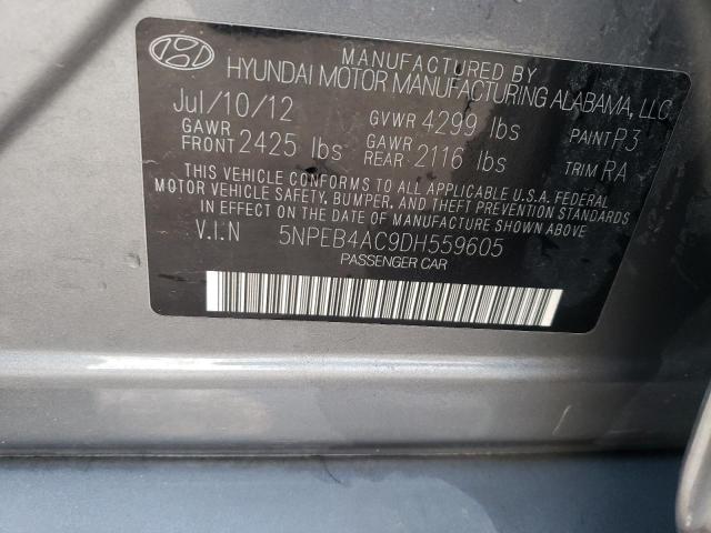 Photo 9 VIN: 5NPEB4AC9DH559605 - HYUNDAI SONATA GLS 