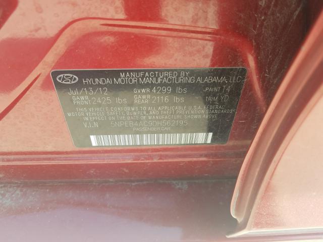 Photo 9 VIN: 5NPEB4AC9DH562195 - HYUNDAI SONATA GLS 