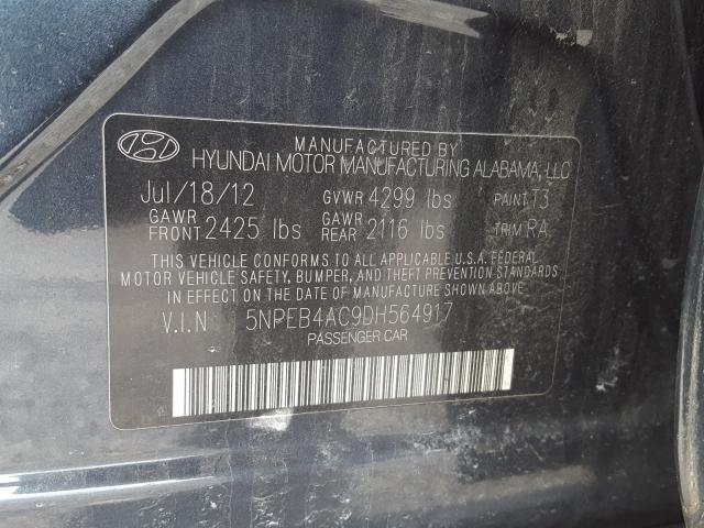 Photo 9 VIN: 5NPEB4AC9DH564917 - HYUNDAI SONATA GLS 