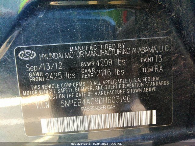 Photo 8 VIN: 5NPEB4AC9DH603196 - HYUNDAI SONATA 