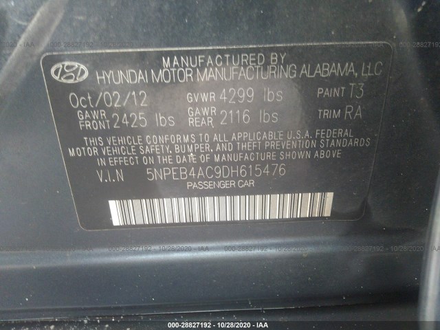 Photo 8 VIN: 5NPEB4AC9DH615476 - HYUNDAI SONATA 