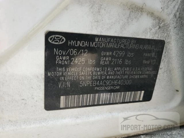 Photo 11 VIN: 5NPEB4AC9DH640300 - HYUNDAI SONATA 