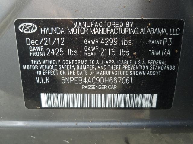 Photo 9 VIN: 5NPEB4AC9DH667061 - HYUNDAI SONATA GLS 