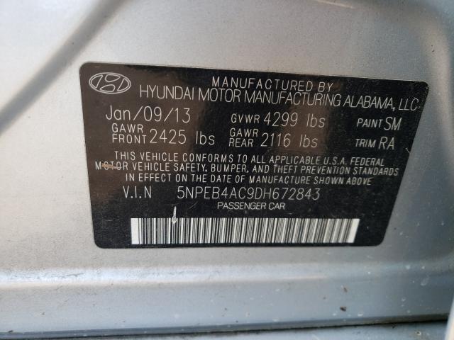 Photo 9 VIN: 5NPEB4AC9DH672843 - HYUNDAI SONATA GLS 