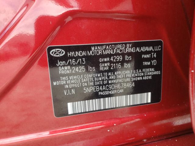 Photo 9 VIN: 5NPEB4AC9DH678464 - HYUNDAI SONATA GLS 