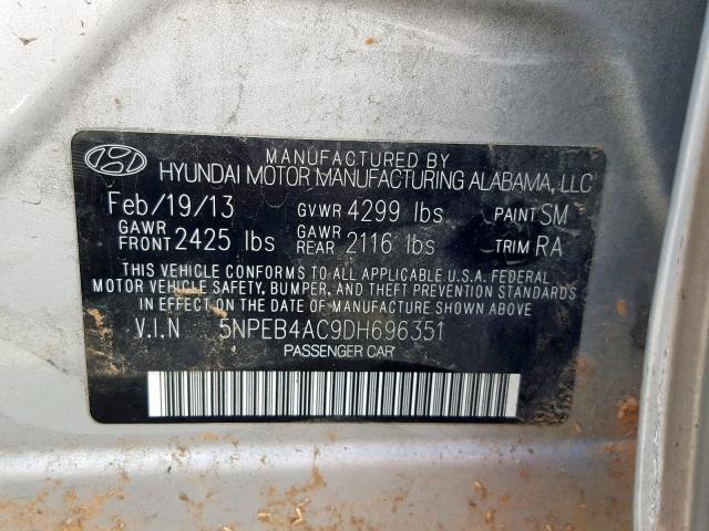 Photo 9 VIN: 5NPEB4AC9DH696351 - HYUNDAI SONATA GLS 