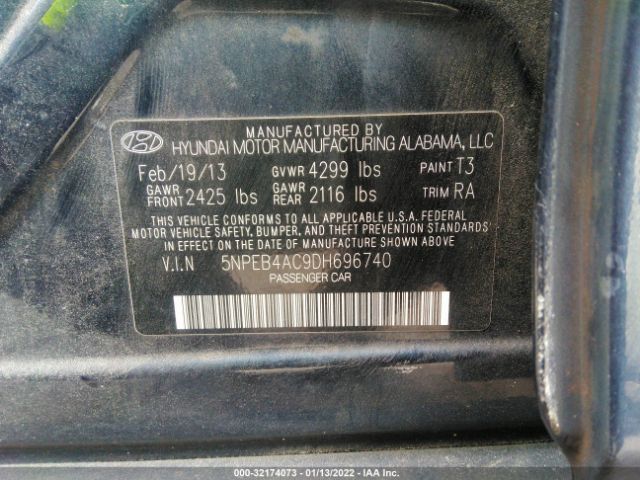 Photo 8 VIN: 5NPEB4AC9DH696740 - HYUNDAI SONATA 