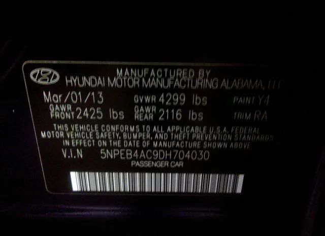 Photo 8 VIN: 5NPEB4AC9DH704030 - HYUNDAI SONATA 