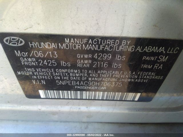 Photo 8 VIN: 5NPEB4AC9DH706375 - HYUNDAI SONATA 