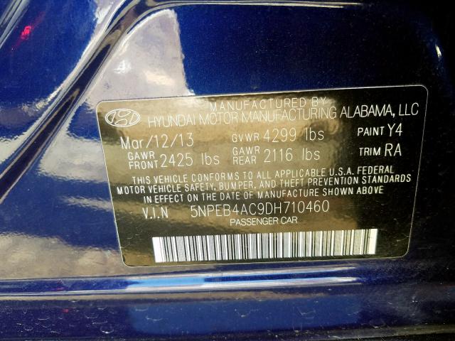 Photo 9 VIN: 5NPEB4AC9DH710460 - HYUNDAI SONATA GLS 