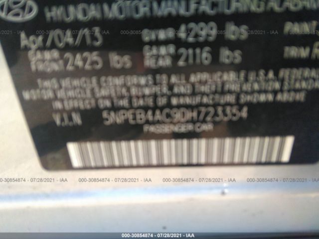 Photo 8 VIN: 5NPEB4AC9DH723354 - HYUNDAI SONATA 