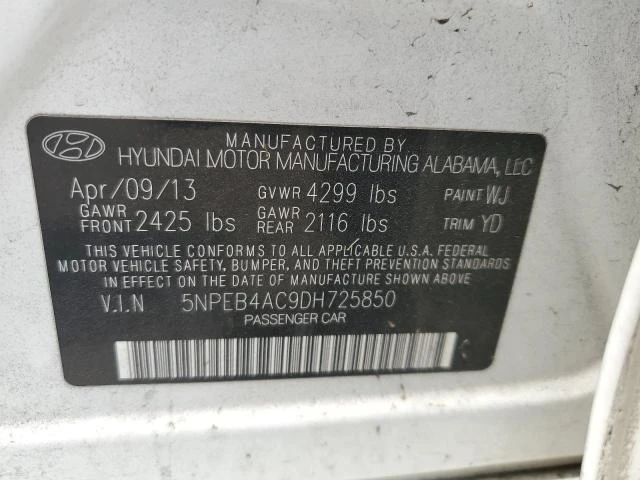 Photo 11 VIN: 5NPEB4AC9DH725850 - HYUNDAI SONATA GLS 