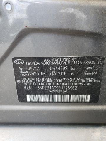 Photo 11 VIN: 5NPEB4AC9DH725962 - HYUNDAI SONATA GLS 