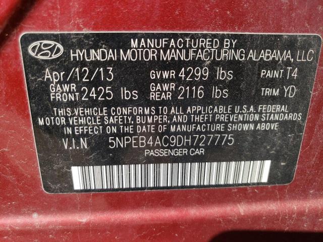 Photo 11 VIN: 5NPEB4AC9DH727775 - HYUNDAI SONATA GLS 