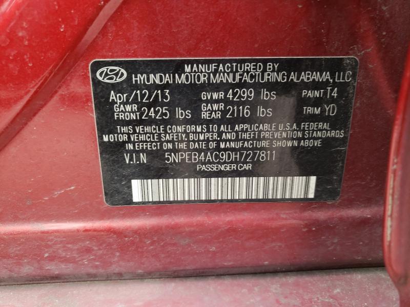 Photo 9 VIN: 5NPEB4AC9DH727811 - HYUNDAI SONATA GLS 