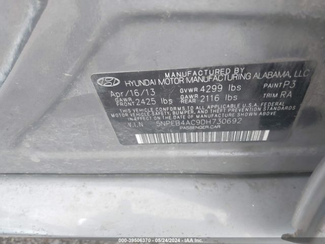 Photo 8 VIN: 5NPEB4AC9DH730692 - HYUNDAI SONATA 