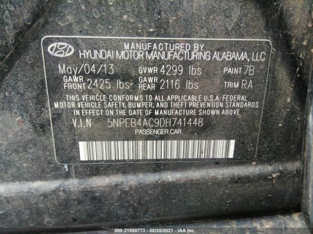 Photo 8 VIN: 5NPEB4AC9DH741448 - HYUNDAI SONATA 