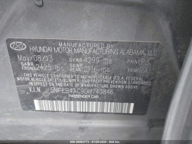 Photo 8 VIN: 5NPEB4AC9DH743846 - HYUNDAI SONATA 