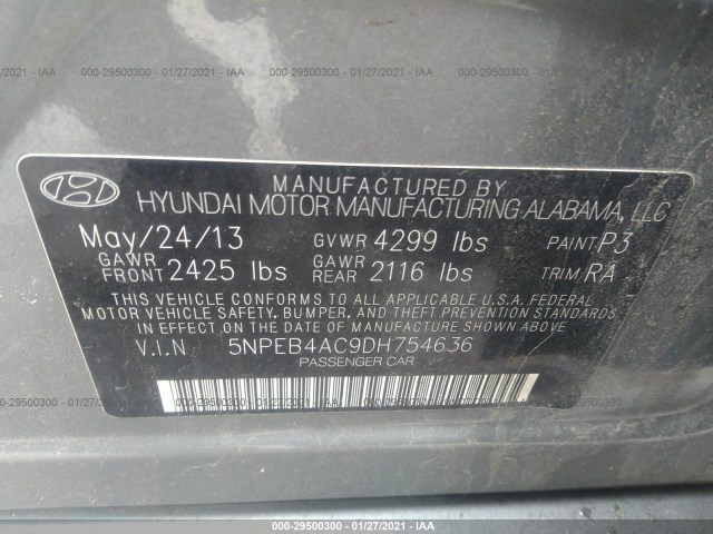 Photo 8 VIN: 5NPEB4AC9DH754636 - HYUNDAI SONATA 