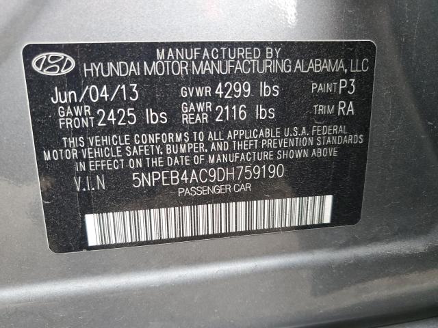 Photo 11 VIN: 5NPEB4AC9DH759190 - HYUNDAI SONATA 