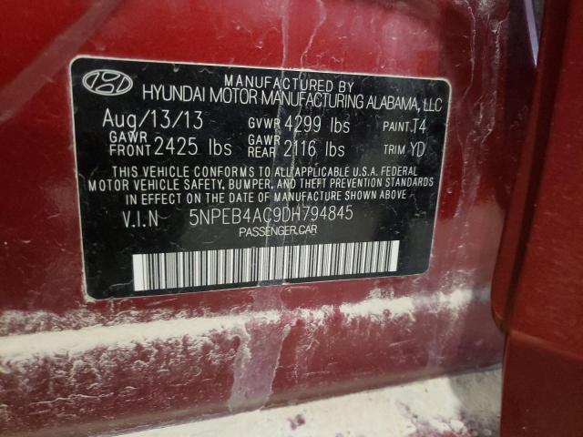 Photo 9 VIN: 5NPEB4AC9DH794845 - HYUNDAI SONATA GLS 