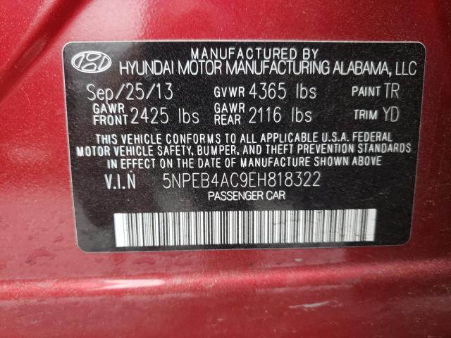 Photo 9 VIN: 5NPEB4AC9EH818322 - HYUNDAI SONATA GLS 