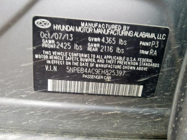 Photo 9 VIN: 5NPEB4AC9EH825397 - HYUNDAI SONATA GLS 