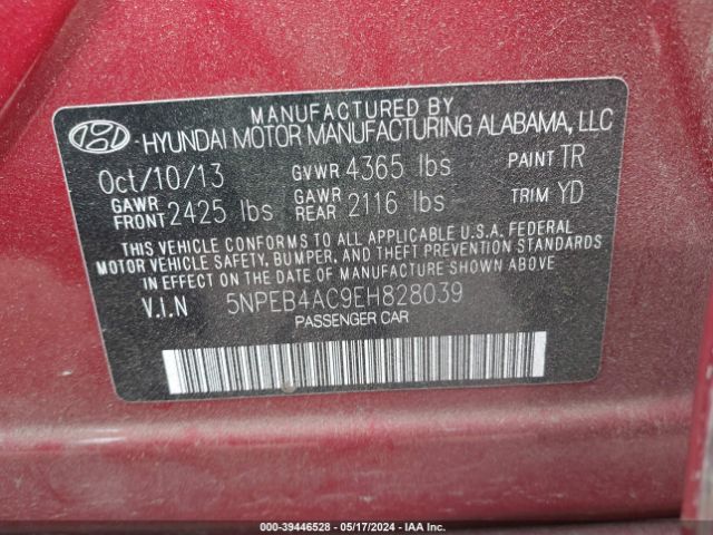 Photo 8 VIN: 5NPEB4AC9EH828039 - HYUNDAI SONATA 