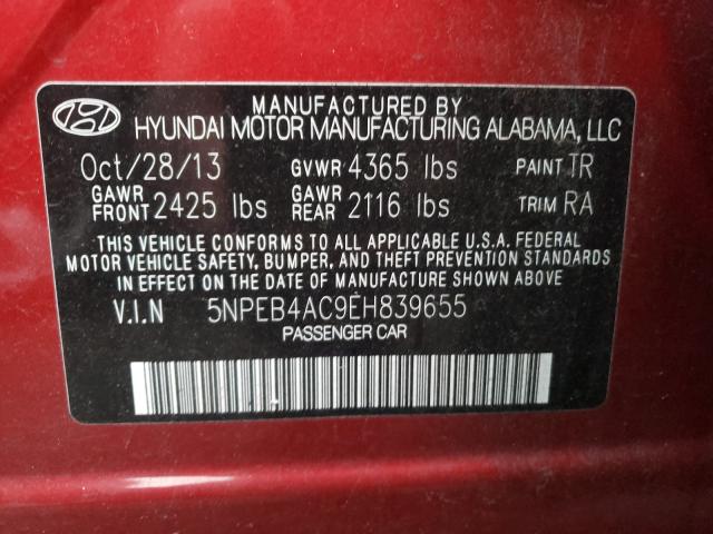 Photo 9 VIN: 5NPEB4AC9EH839655 - HYUNDAI SONATA GLS 