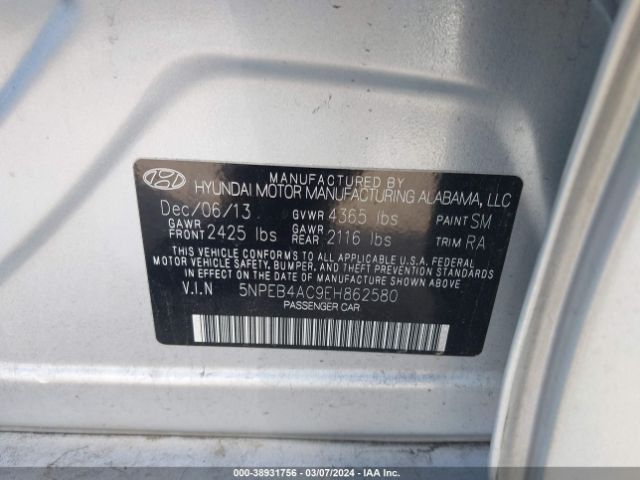 Photo 8 VIN: 5NPEB4AC9EH862580 - HYUNDAI SONATA 