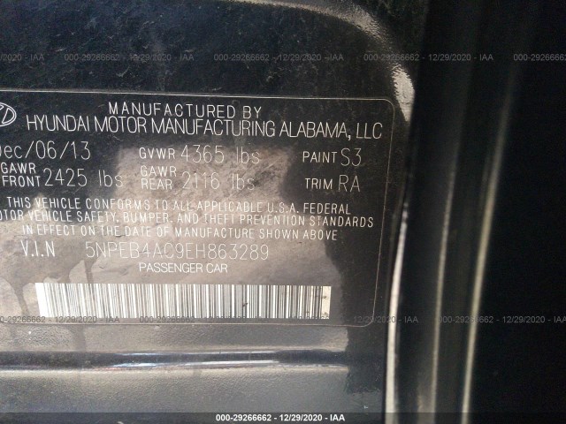 Photo 8 VIN: 5NPEB4AC9EH863289 - HYUNDAI SONATA 