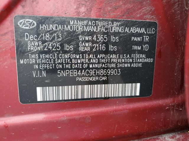 Photo 11 VIN: 5NPEB4AC9EH869903 - HYUNDAI SONATA GLS 