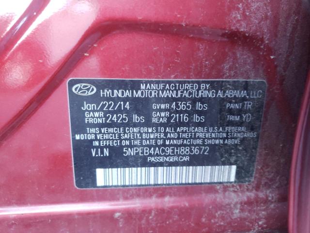 Photo 9 VIN: 5NPEB4AC9EH883672 - HYUNDAI SONATA GLS 