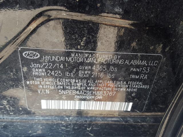 Photo 9 VIN: 5NPEB4AC9EH883767 - HYUNDAI SONATA GLS 