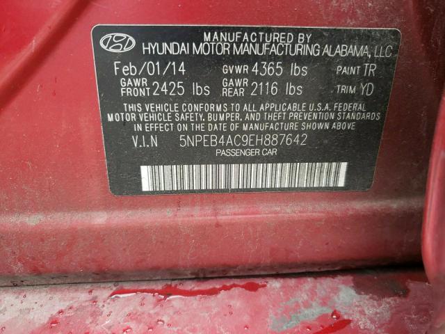 Photo 9 VIN: 5NPEB4AC9EH887642 - HYUNDAI SONATA GLS 