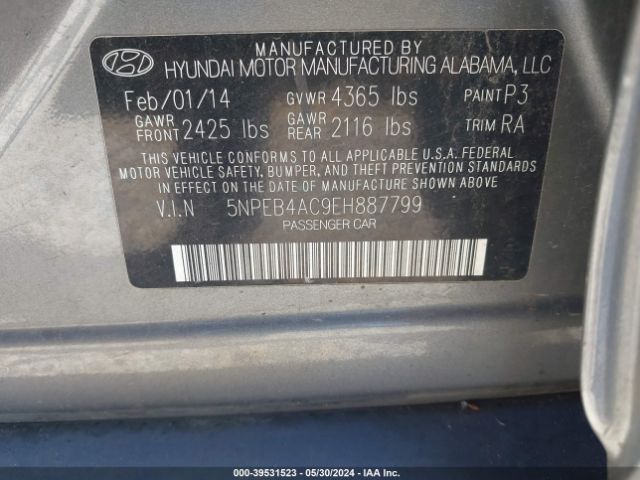 Photo 8 VIN: 5NPEB4AC9EH887799 - HYUNDAI SONATA 