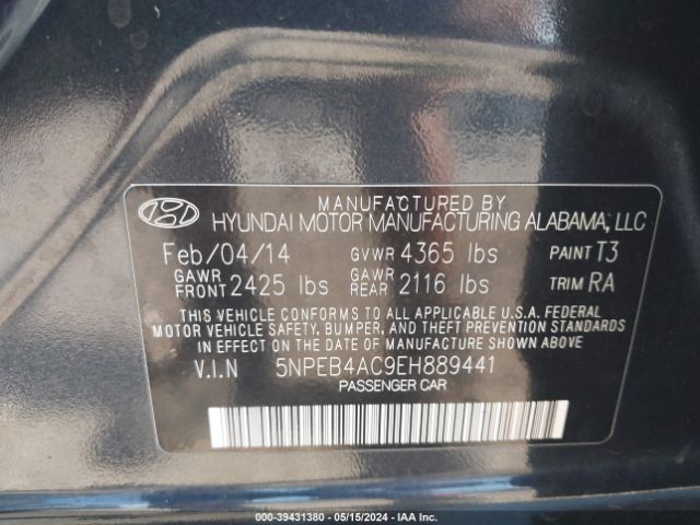 Photo 8 VIN: 5NPEB4AC9EH889441 - HYUNDAI SONATA 